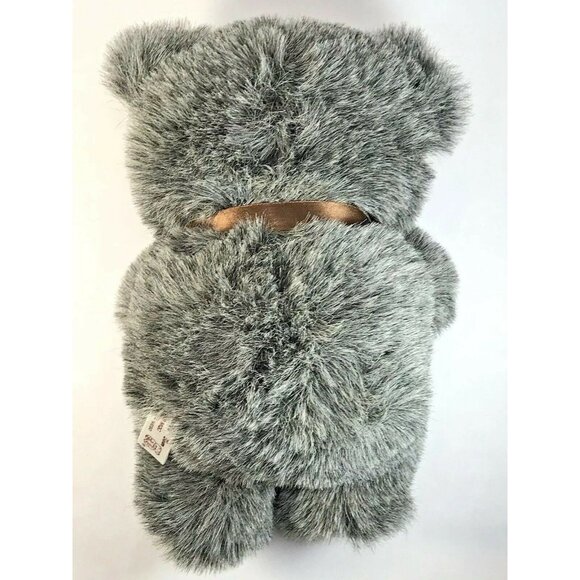 1998 FIESTA TOY Bear Vintage Huggable GRAY Brown Bow Stuffed Plush Animal 12" - Picture 4 of 6